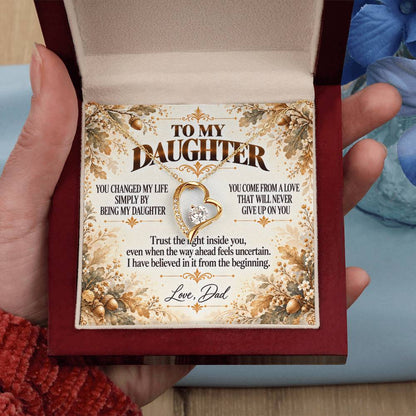 C395 - I Will Always Celebrate The Woman You Become And Treasure The Little Girl You Were - Forever Love Necklace