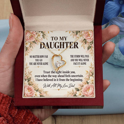 C205 - No Matter How Far You Go You Will Always Carry A Piece Of Dad’s Heart With You - Forever Love Necklace