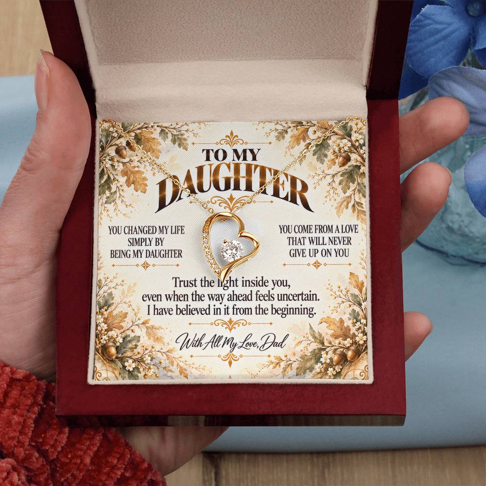 C445 - I Will Always Celebrate The Woman You Become And Treasure The Little Girl You Were - Forever Love Necklace