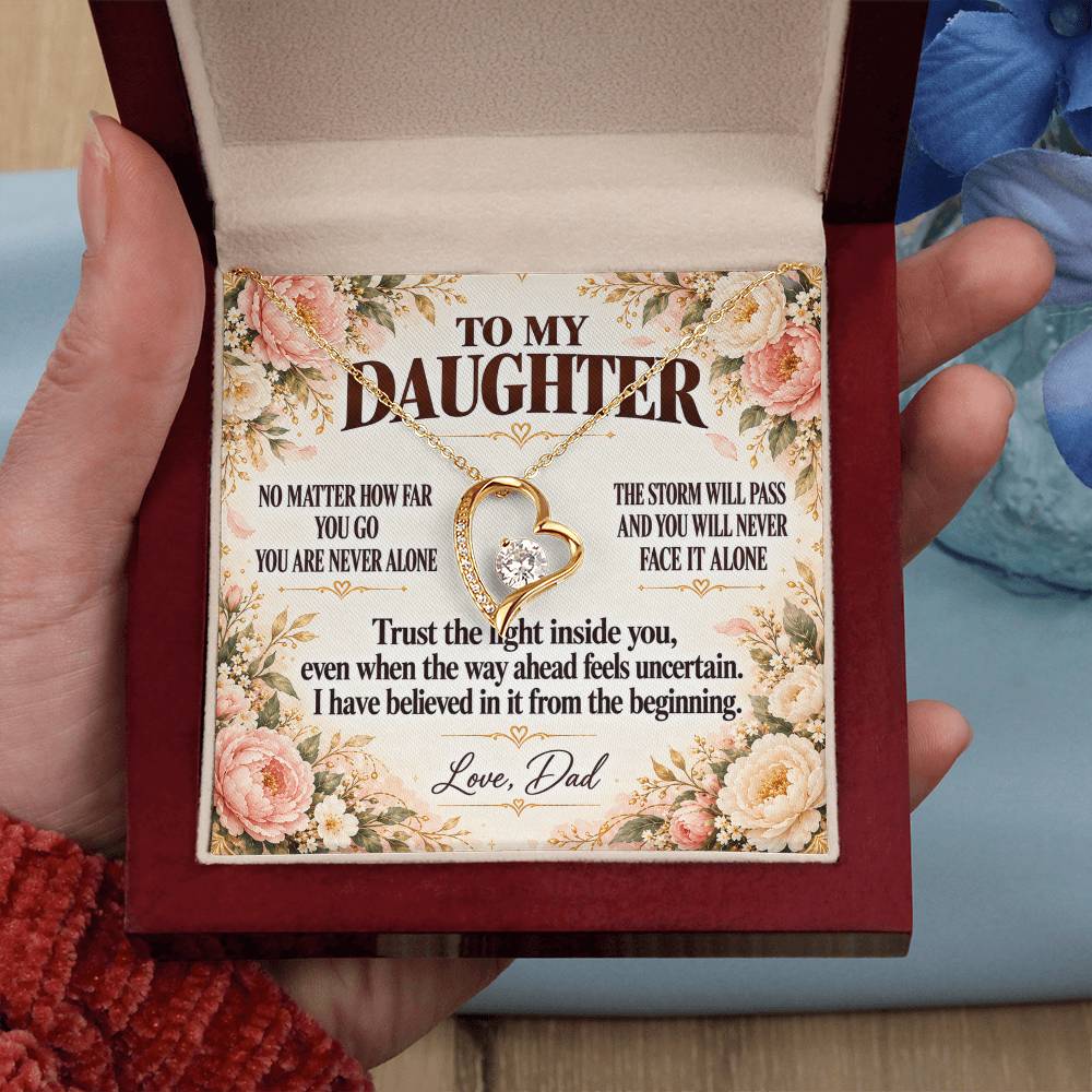 C355 - No Matter How Far You Go You Will Always Carry A Piece Of Dad’s Heart With You - Forever Love Necklace