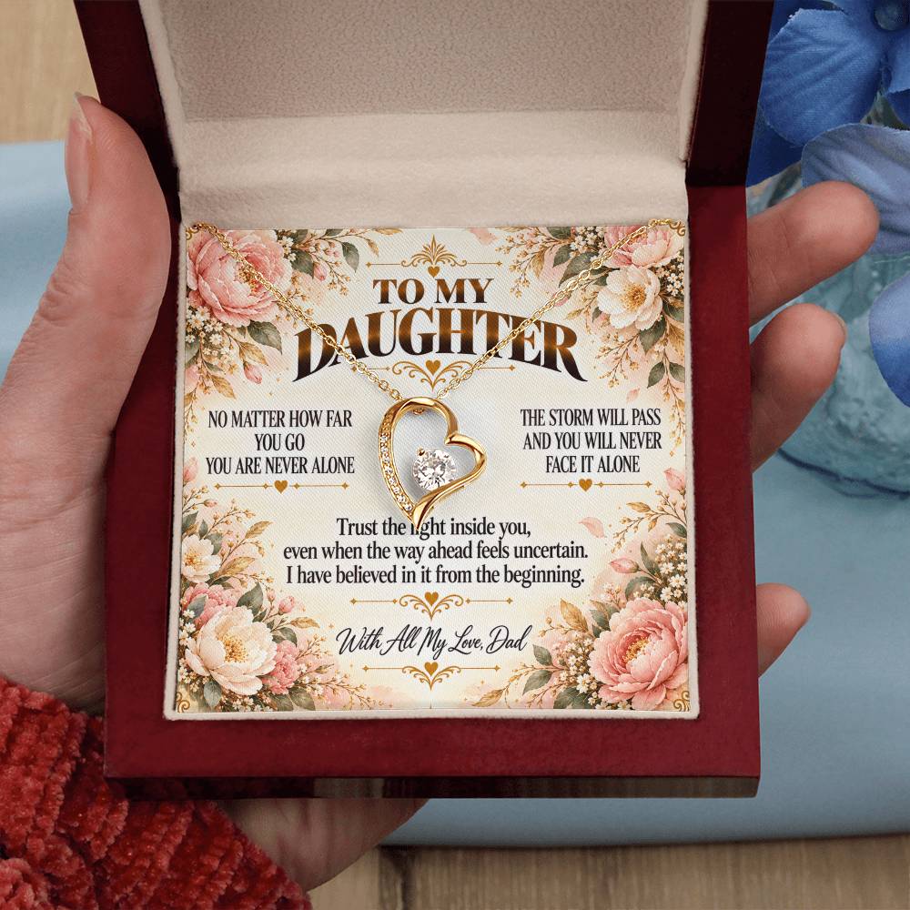 C405 - No Matter How Far You Go You Will Always Carry A Piece Of Dad’s Heart With You - Forever Love Necklace