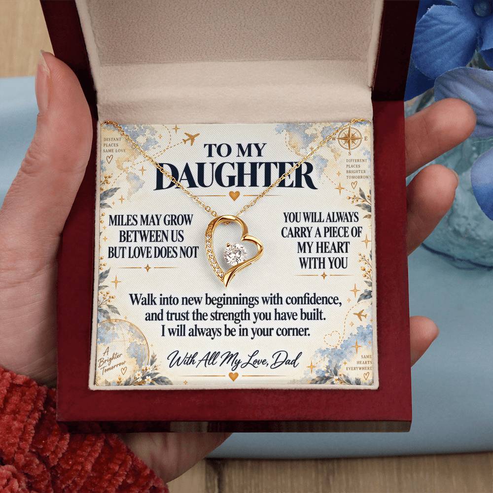 C269 - There Is No Distance Great Enough To Change The Bond Between A Father And Daughter - Forever Love Necklace