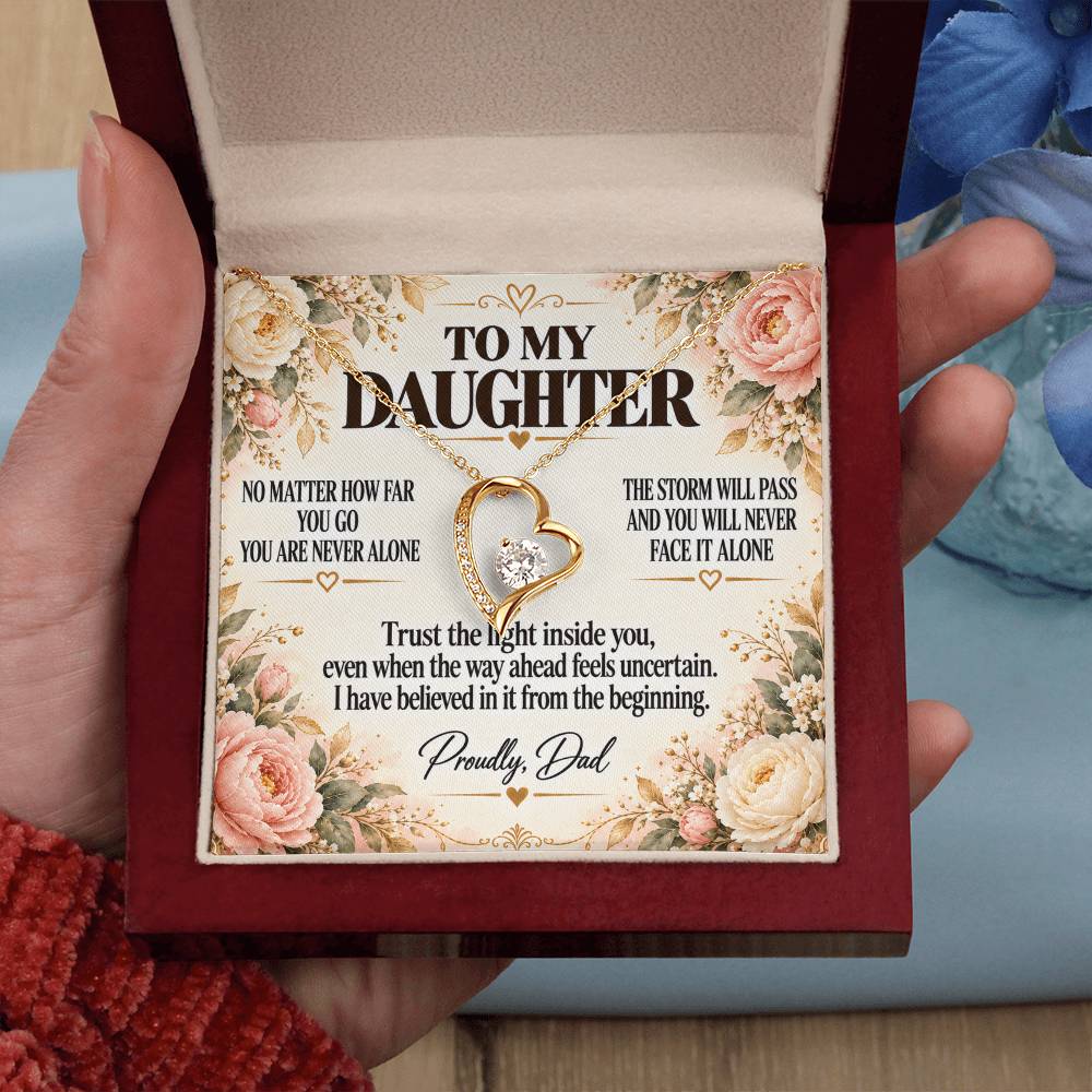 C230 - Whenever You Look Back Know There Has Always Been A Dad Proudly Standing Behind You - Forever Love Necklace