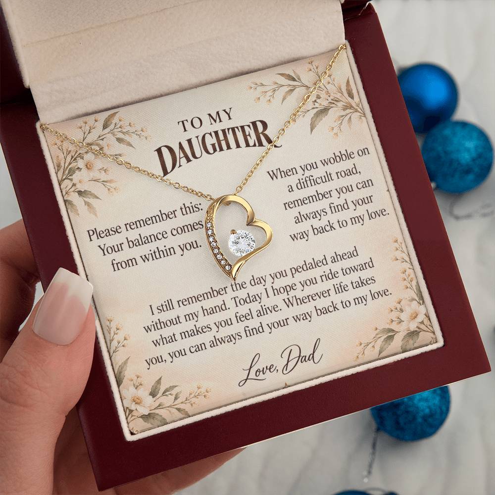 C521 - The Bicycle I Let Go And Quiet Words For Your Hardest Days - Forever Love Necklace