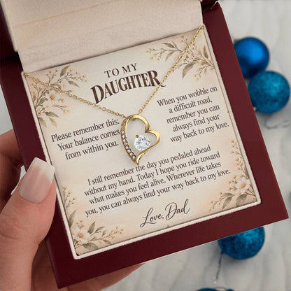 C521 - The Bicycle I Let Go And Quiet Words For Your Hardest Days - Forever Love Necklace