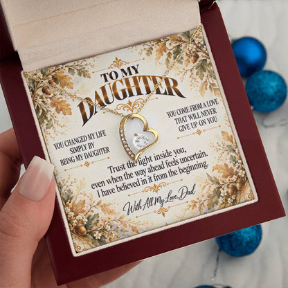 C445 - I Will Always Celebrate The Woman You Become And Treasure The Little Girl You Were - Forever Love Necklace