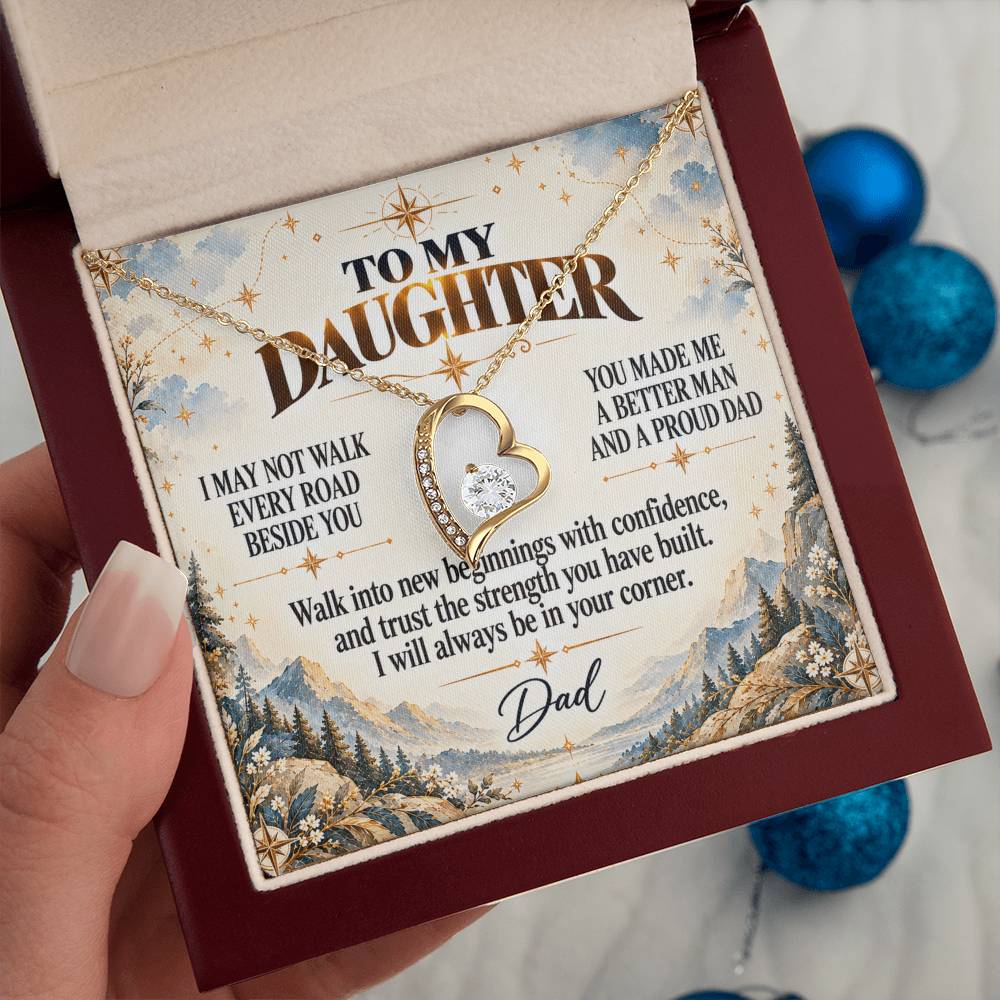 C324 - I May Not Walk Every Road Beside You But My Love Will Travel Every Mile With You - Forever Love Necklace