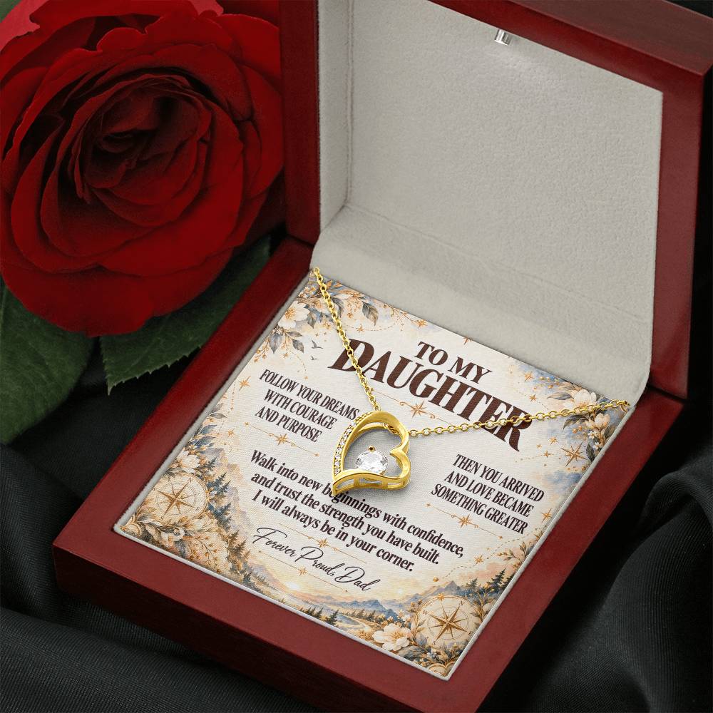 C359 - Follow Your Dreams With Courage And Know Dad Will Always Be Cheering For You - Forever Love Necklace