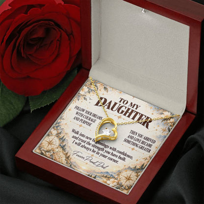 C359 - Follow Your Dreams With Courage And Know Dad Will Always Be Cheering For You - Forever Love Necklace