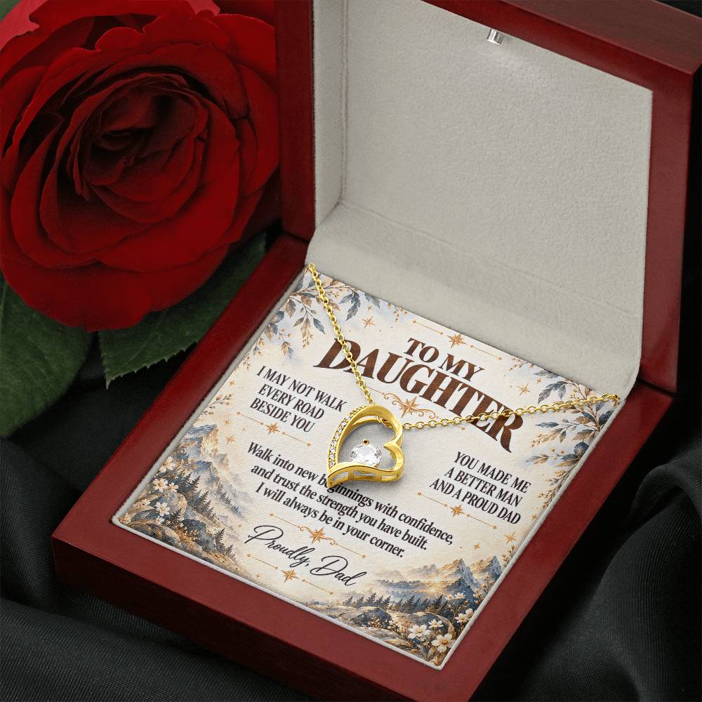 C374 - I May Not Walk Every Road Beside You But My Love Will Travel Every Mile With You - Forever Love Necklace