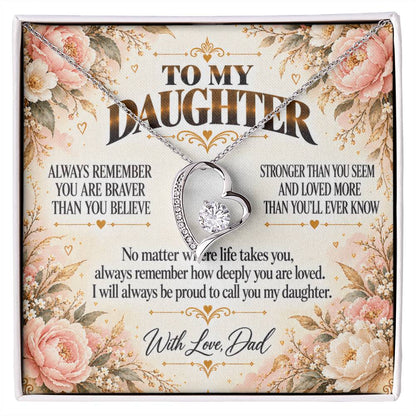 C401 - Always Remember How Deeply You Are Loved And How Proud Dad Will Always Be - Forever Love Necklace