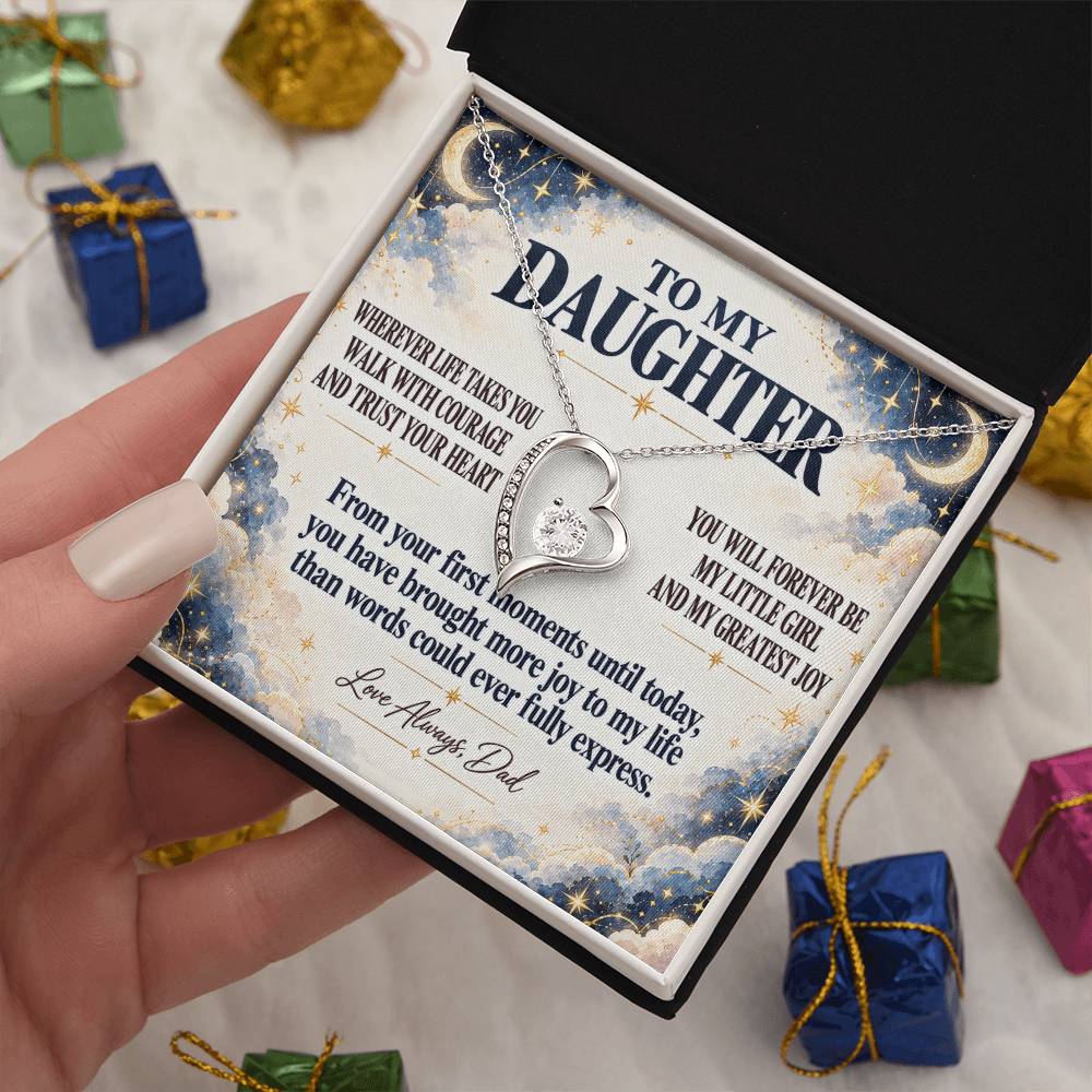 C352 - Wherever Life Takes You May You Always Feel Dad’s Love Guiding Your Heart - Forever Love Necklace