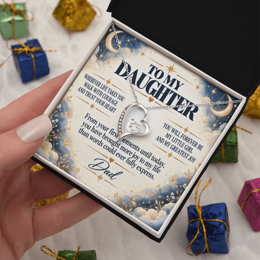 C252 - Wherever Life Takes You May You Always Feel Dad’s Love Guiding Your Heart - Forever Love Necklace