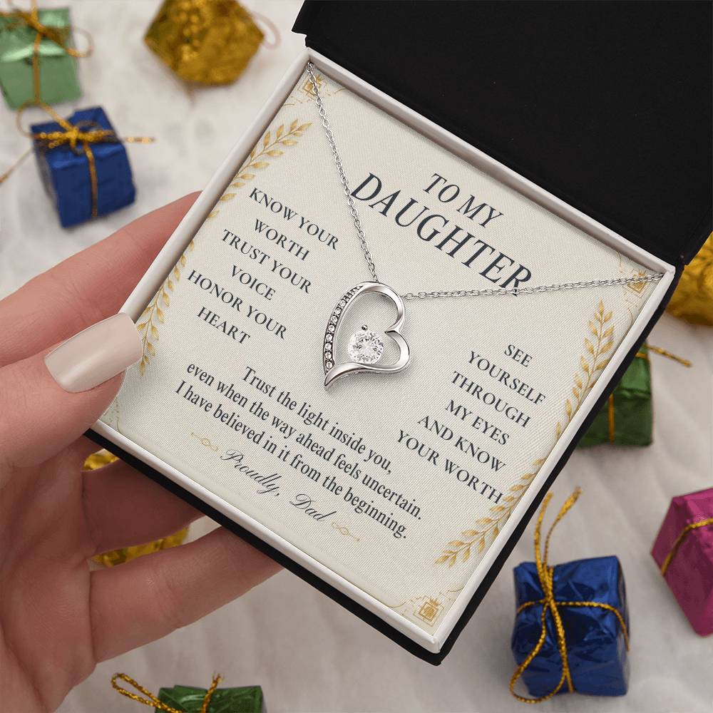 C109 - Follow Your Dreams With Courage And Know Dad Will Always Be Cheering For You - Forever Love Necklace