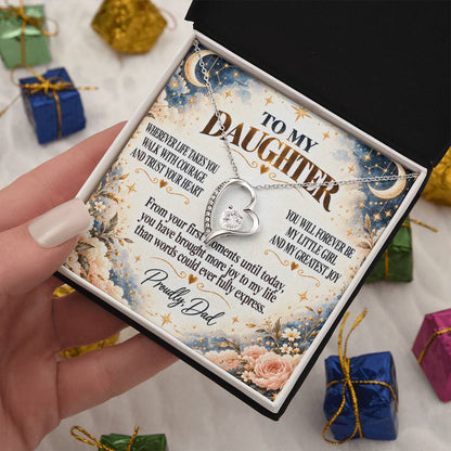 C302 - Wherever Life Takes You May You Always Feel Dad’s Love Guiding Your Heart - Forever Love Necklace