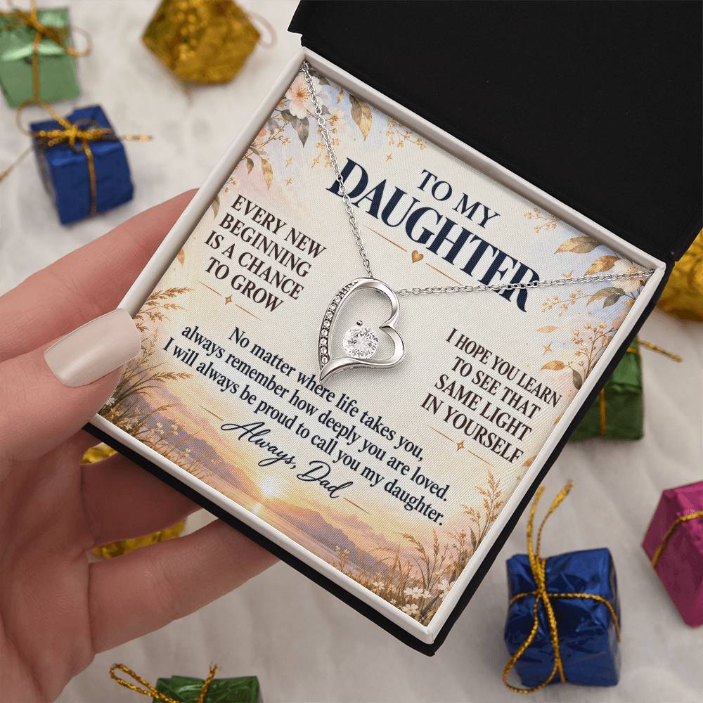 C266 - May Every New Beginning Remind You That Dad Will Always Stand Behind You - Forever Love Necklace