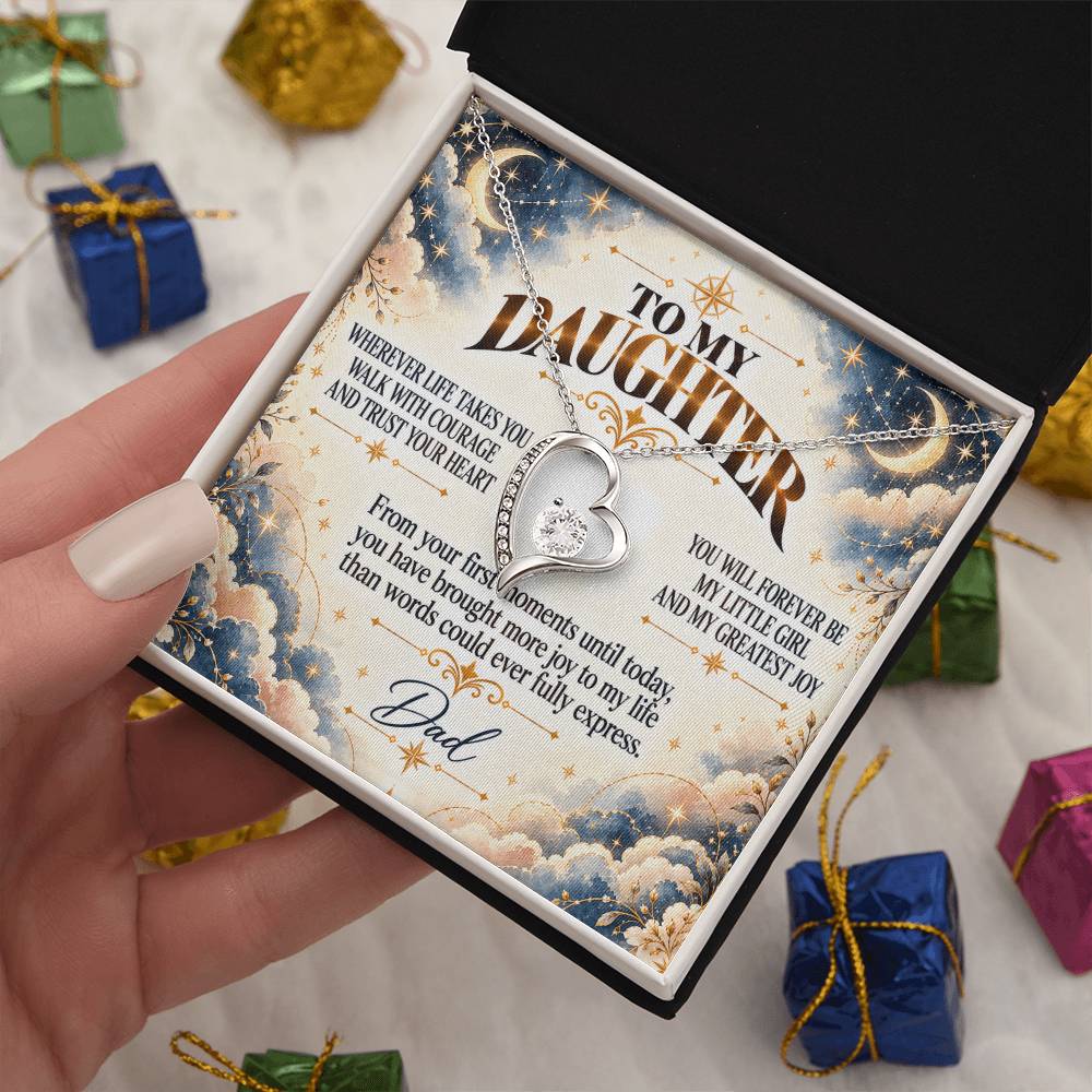 C452 - Wherever Life Takes You May You Always Feel Dad’s Love Guiding Your Heart - Forever Love Necklace
