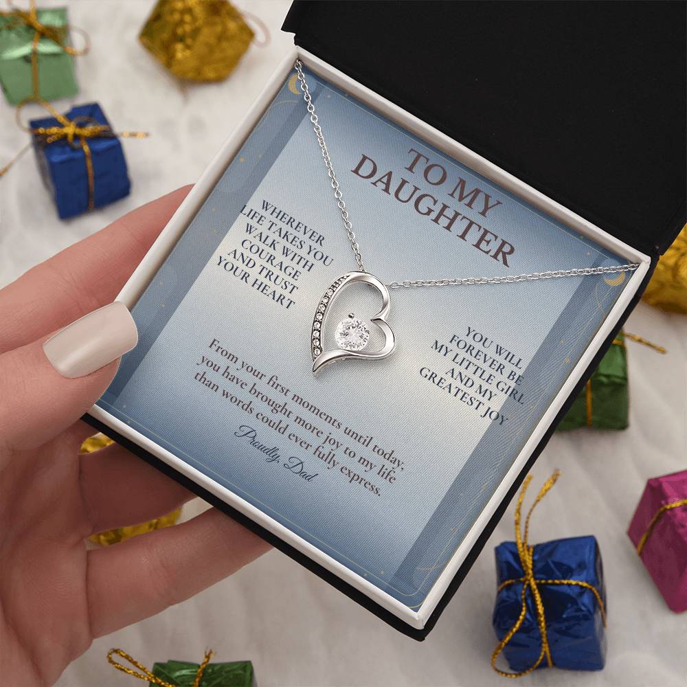 C102 - Wherever Life Takes You May You Always Feel Dad’s Love Guiding Your Heart - Forever Love Necklace