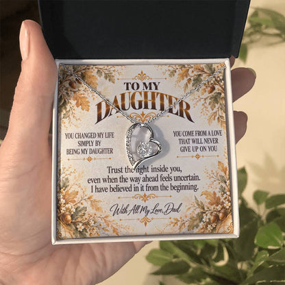 C445 - I Will Always Celebrate The Woman You Become And Treasure The Little Girl You Were - Forever Love Necklace