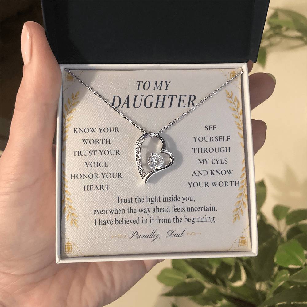 C109 - Follow Your Dreams With Courage And Know Dad Will Always Be Cheering For You - Forever Love Necklace