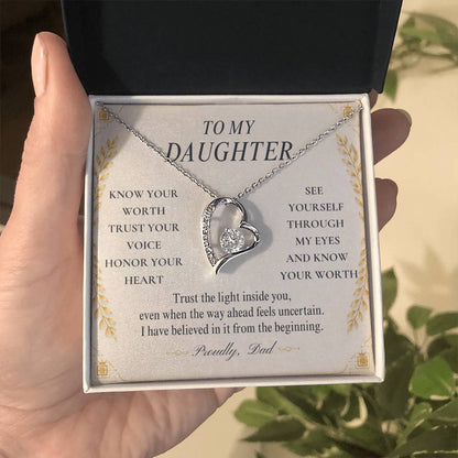 C109 - Follow Your Dreams With Courage And Know Dad Will Always Be Cheering For You - Forever Love Necklace