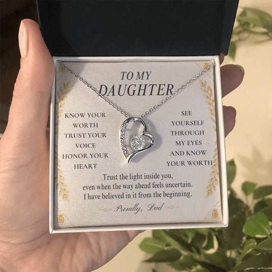 C109 - Follow Your Dreams With Courage And Know Dad Will Always Be Cheering For You - Forever Love Necklace
