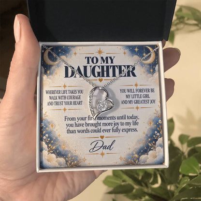C252 - Wherever Life Takes You May You Always Feel Dad’s Love Guiding Your Heart - Forever Love Necklace
