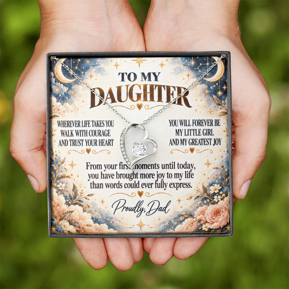 C302 - Wherever Life Takes You May You Always Feel Dad’s Love Guiding Your Heart - Forever Love Necklace