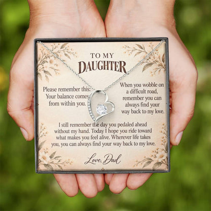 C521 - The Bicycle I Let Go And Quiet Words For Your Hardest Days - Forever Love Necklace