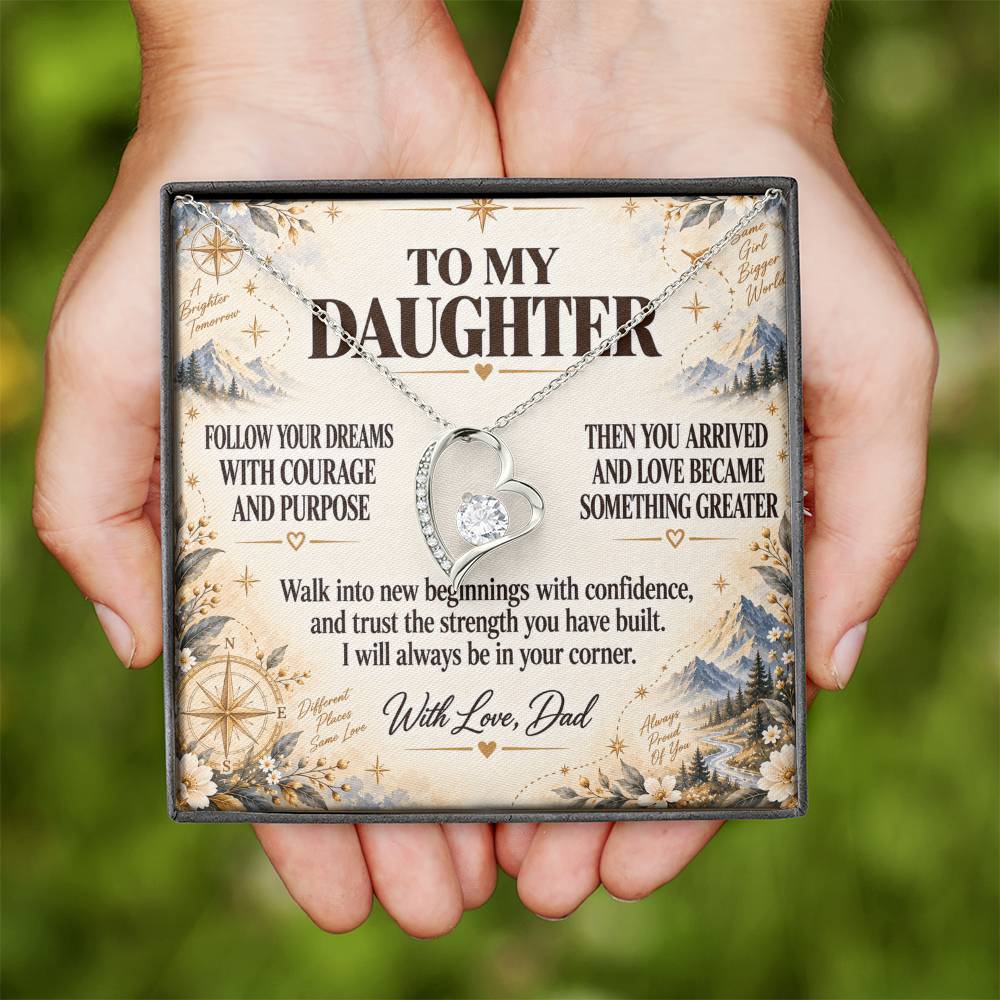 C209 - Follow Your Dreams With Courage And Know Dad Will Always Be Cheering For You - Forever Love Necklace