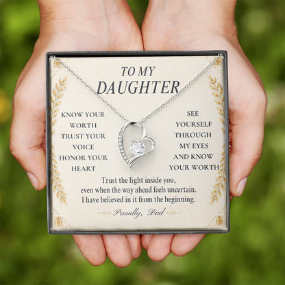 C109 - Follow Your Dreams With Courage And Know Dad Will Always Be Cheering For You - Forever Love Necklace