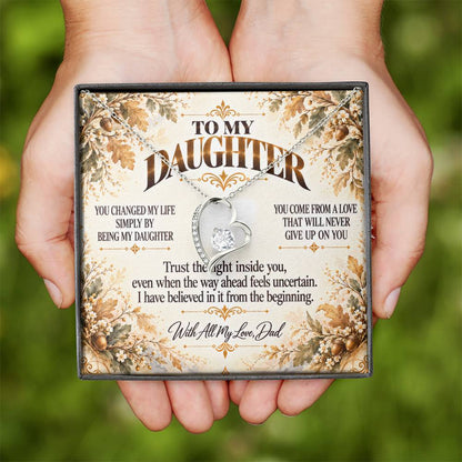 C445 - I Will Always Celebrate The Woman You Become And Treasure The Little Girl You Were - Forever Love Necklace