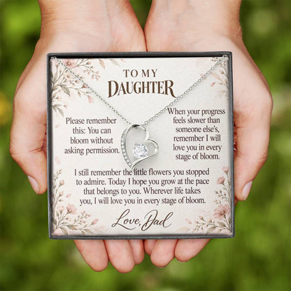 C686 - Like A Wildflower And Quiet Words For Your Hardest Days - Forever Love Necklace