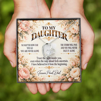 C455 - No Matter How Far You Go You Will Always Carry A Piece Of Dad’s Heart With You - Forever Love Necklace