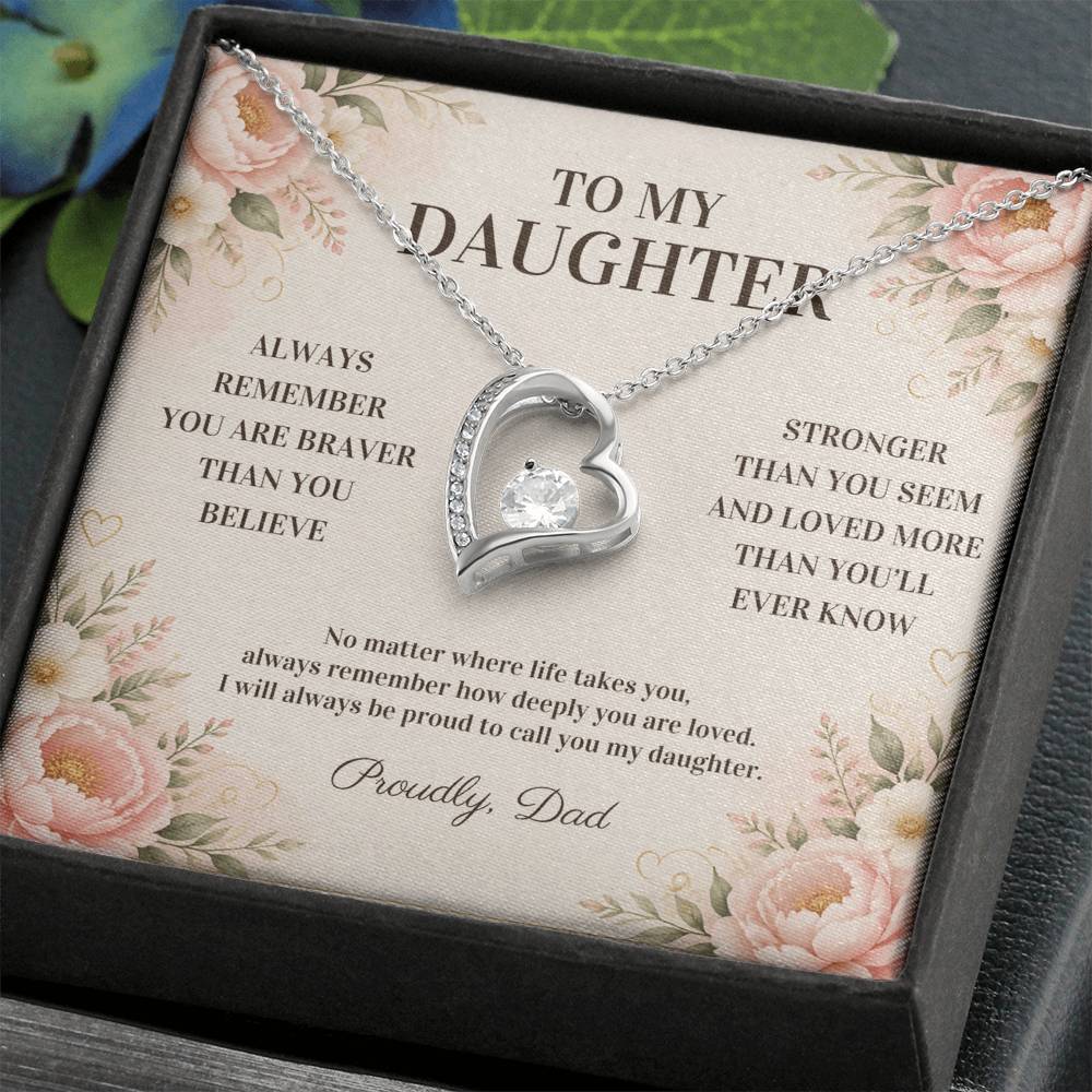 C126 - Grow With Grace Live With Courage And Always Remember Where Your Strength Began - Forever Love Necklace
