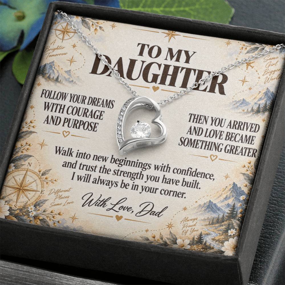 C209 - Follow Your Dreams With Courage And Know Dad Will Always Be Cheering For You - Forever Love Necklace