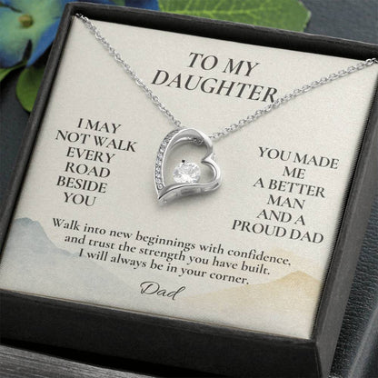 C124 - I May Not Walk Every Road Beside You But My Love Will Travel Every Mile With You - Forever Love Necklace