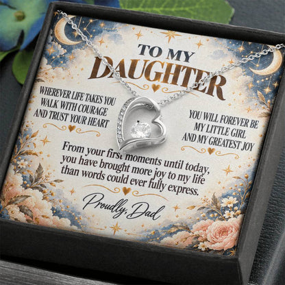 C302 - Wherever Life Takes You May You Always Feel Dad’s Love Guiding Your Heart - Forever Love Necklace
