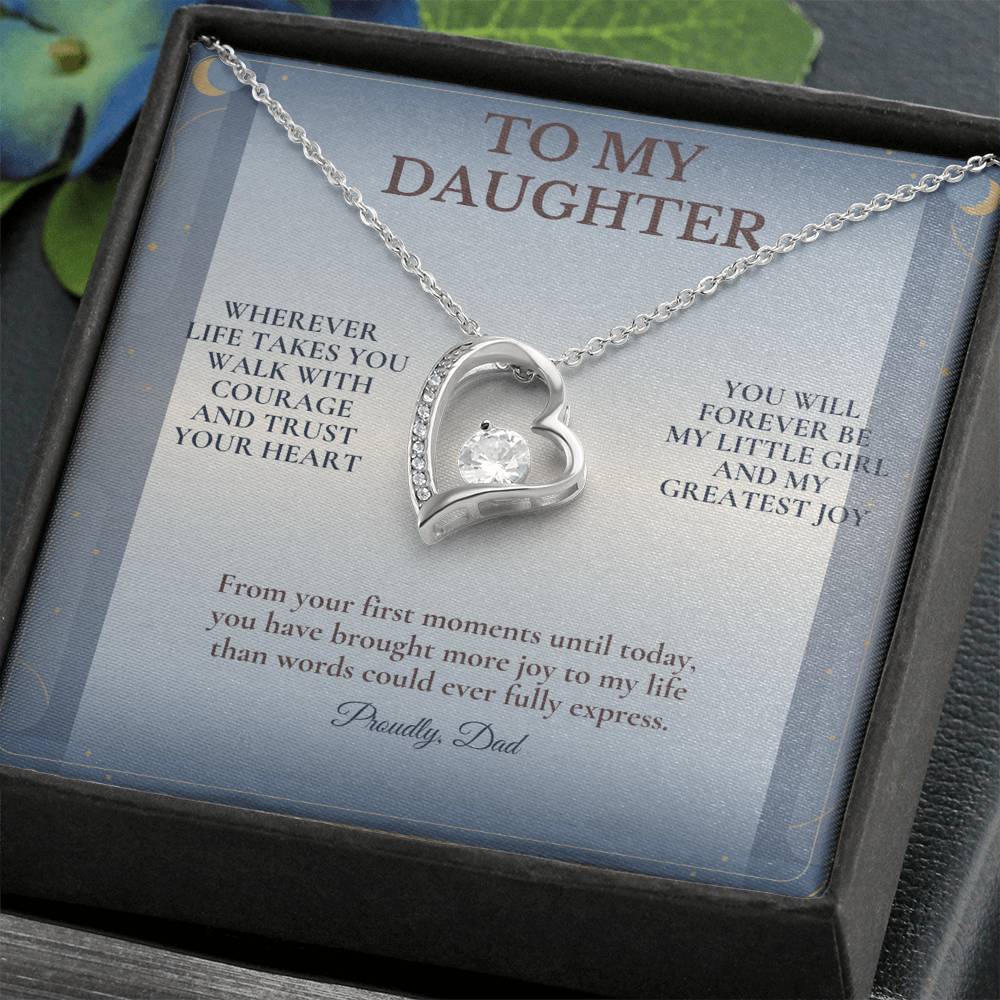 C102 - Wherever Life Takes You May You Always Feel Dad’s Love Guiding Your Heart - Forever Love Necklace