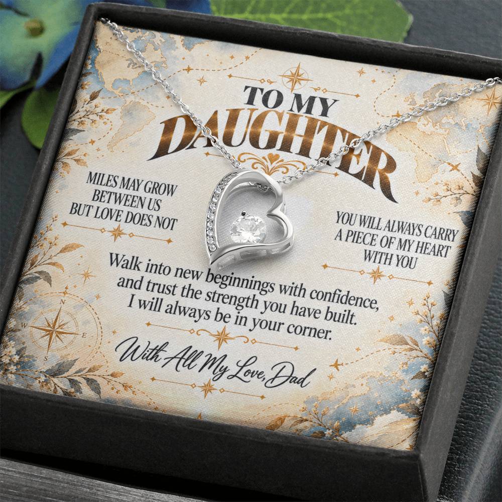 C469 - There Is No Distance Great Enough To Change The Bond Between A Father And Daughter - Forever Love Necklace