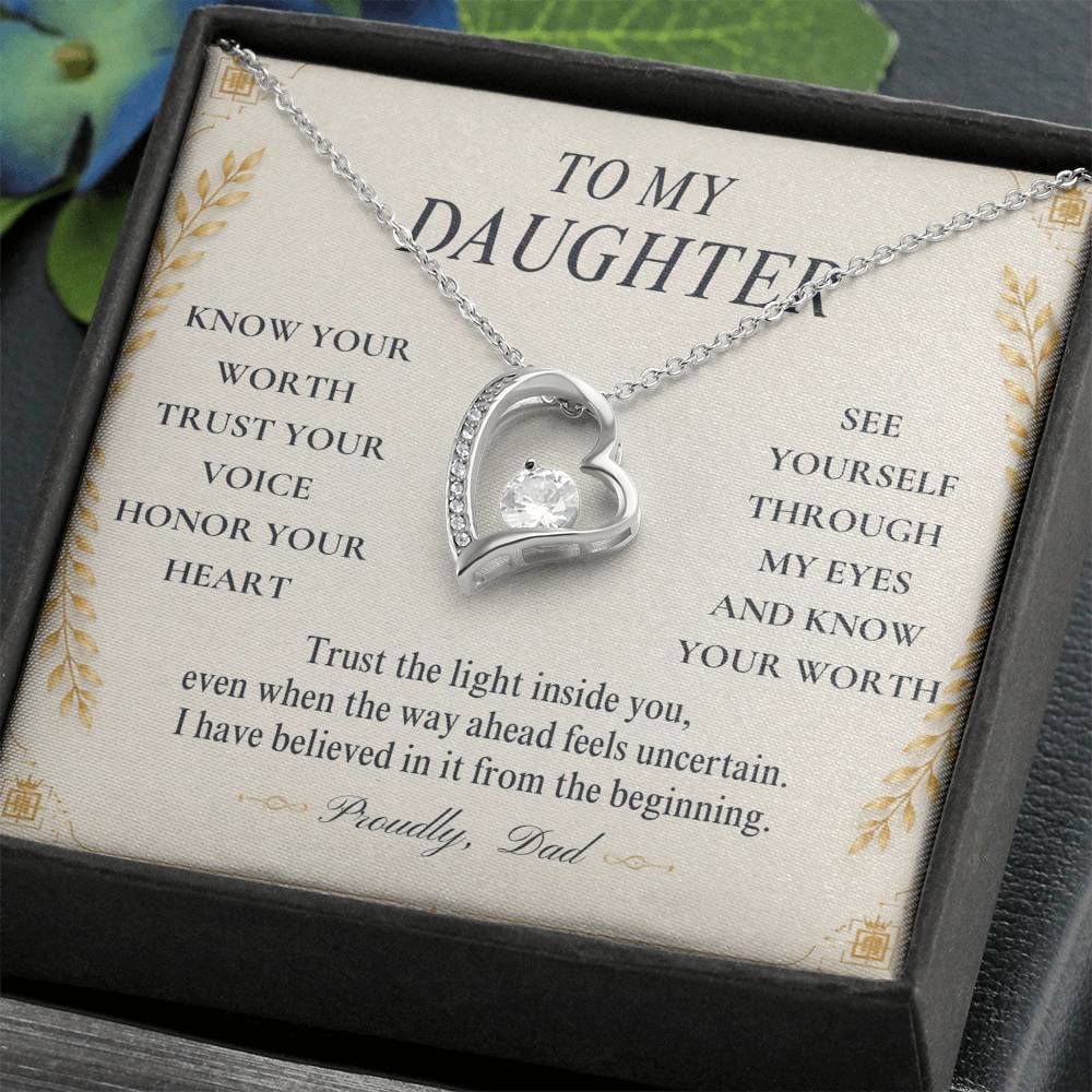 C109 - Follow Your Dreams With Courage And Know Dad Will Always Be Cheering For You - Forever Love Necklace