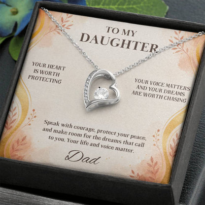 C42 - You Have A Heart Worth Protecting A Voice Worth Using And Dreams Worth Chasing - Forever Love Necklace