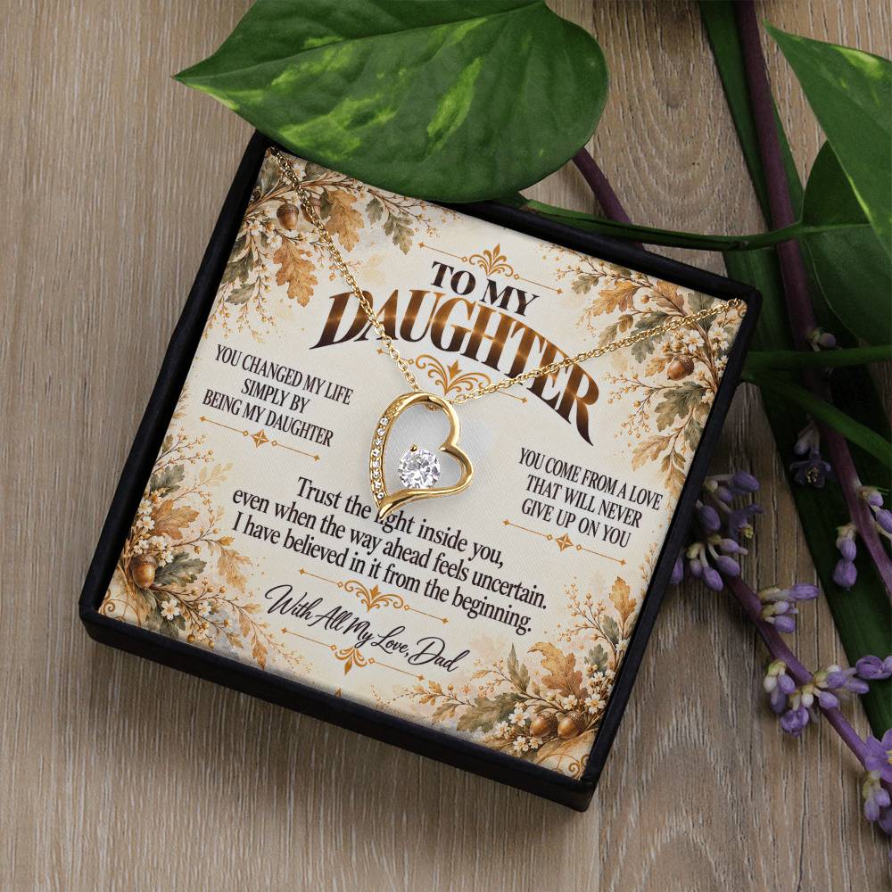 C445 - I Will Always Celebrate The Woman You Become And Treasure The Little Girl You Were - Forever Love Necklace