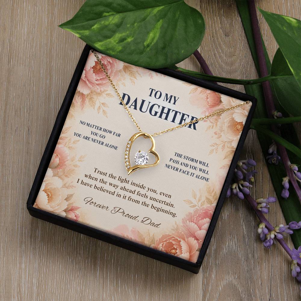 C55 - No Matter How Far You Go You Will Always Carry A Piece Of Dad’s Heart With You - Forever Love Necklace