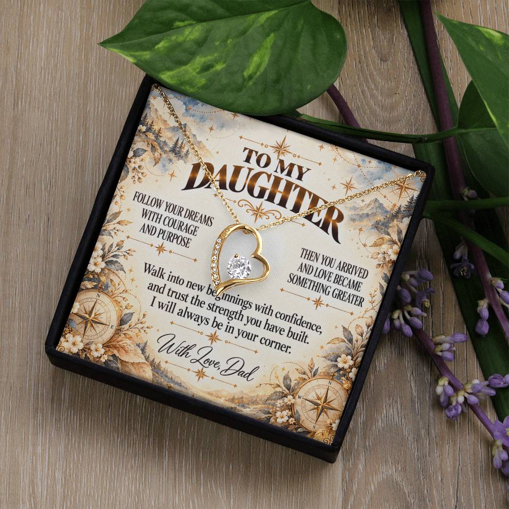 C409 - Follow Your Dreams With Courage And Know Dad Will Always Be Cheering For You - Forever Love Necklace