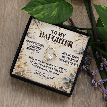 C209 - Follow Your Dreams With Courage And Know Dad Will Always Be Cheering For You - Forever Love Necklace