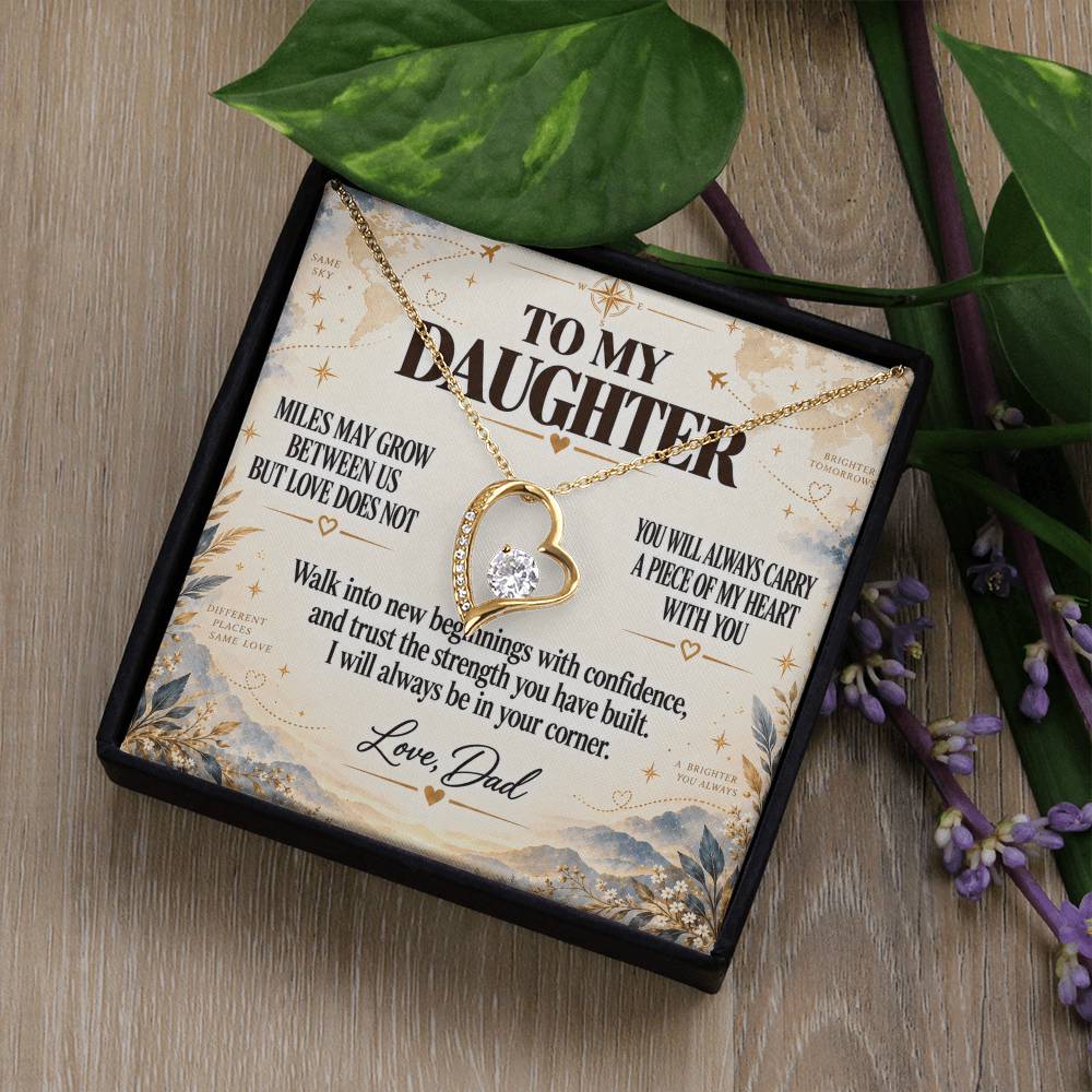 C219 - There Is No Distance Great Enough To Change The Bond Between A Father And Daughter - Forever Love Necklace
