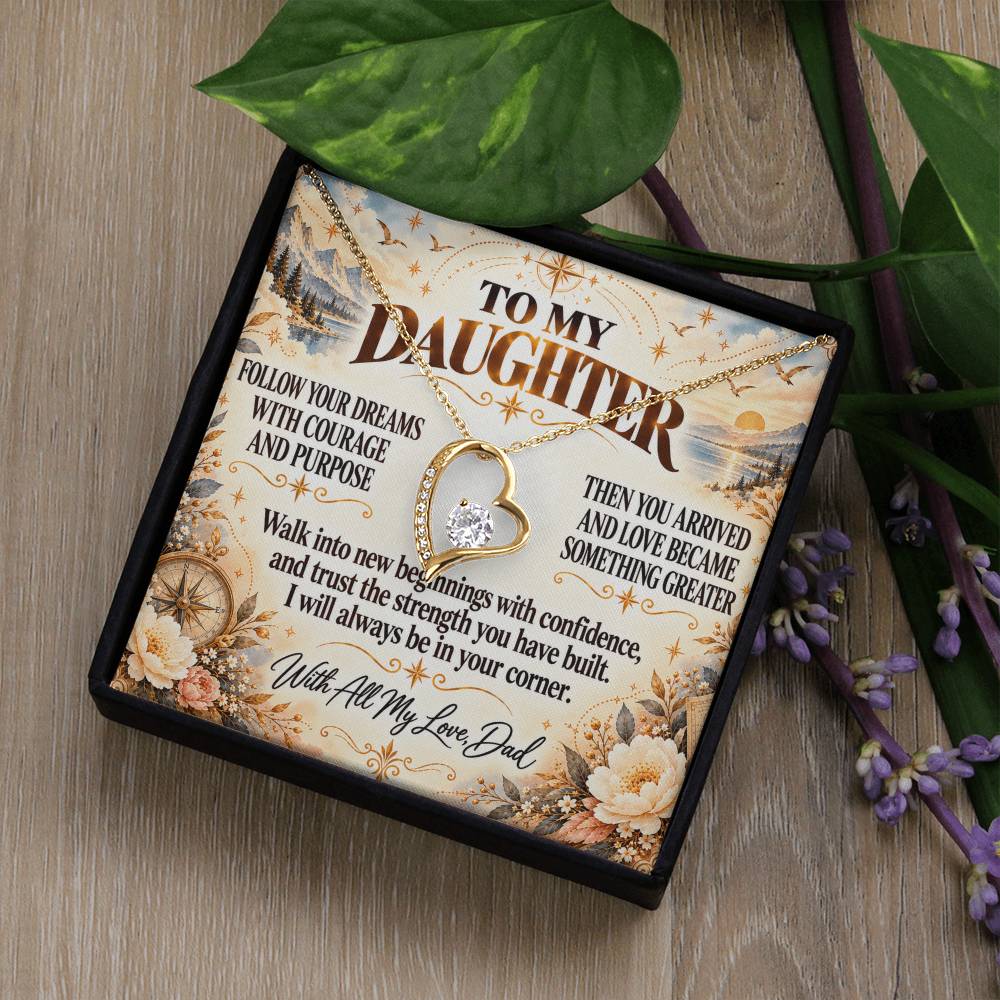 C309 - Follow Your Dreams With Courage And Know Dad Will Always Be Cheering For You - Forever Love Necklace