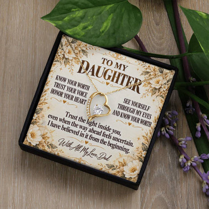 C285 - Never Measure Your Worth By The World Because To Your Dad You Have Always Been Priceless - Forever Love Necklace