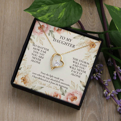 C105 - No Matter How Far You Go You Will Always Carry A Piece Of Dad’s Heart With You - Forever Love Necklace
